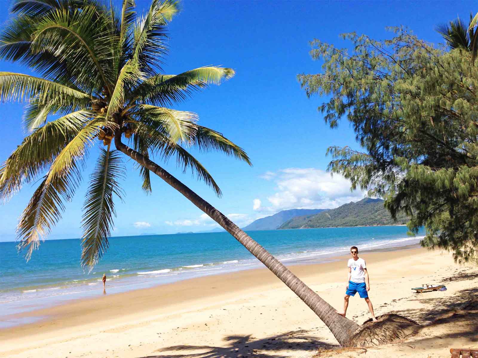 Palmenstrand mit Teilnehmer